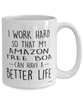 Funny Amazon Tree Boa Mug I Work Hard So That My Amazon Tree Boa Can Have A Better Life Coffee Cup 15oz White