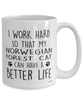 Funny Norwegian Forest Cat Mug I Work Hard So That My Norwegian Forest Cat Can Have A Better Life Coffee Cup 15oz White