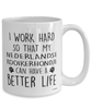 Funny Nederlandse Kooikerhondje Dog Mug I Work Hard So That My Nederlandse Kooikerhondje Can Have A Better Life Coffee Cup 15oz White