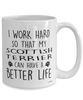 Funny Scottish Terrier Mug I Work Hard So That My Scottish Terrier Can Have A Better Life Coffee Cup 15oz White