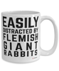 Funny Flemish Giant Rabbit Mug Easily Distracted By Flemish Giant Rabbits Coffee Cup 15oz White