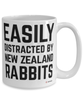 Funny New Zealand Rabbit Mug Easily Distracted By New Zealand Rabbits Coffee Cup 15oz White