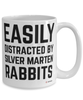 Funny Silver Marten Rabbit Mug Easily Distracted By Silver Marten Rabbits Coffee Cup 15oz White