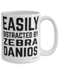 Funny Zebra Danios Fish Mug Easily Distracted By Zebra Danios Coffee Cup 15oz White
