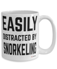 Funny Snorkeler Mug Easily Distracted By Snorkeling Coffee Cup 15oz White