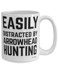 Funny Arrowhead Hunter Mug Easily Distracted By Arrowhead Hunting Coffee Cup 15oz White