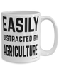 Funny Farmer Mug Easily Distracted By Agriculture Coffee Cup 15oz White
