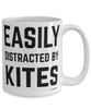 Funny Aichmomania Mug Easily Distracted By Kites Coffee Cup 15oz White