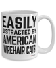 Funny American Wirehair Cat Mug Easily Distracted By American Wirehair Cats Coffee Cup 15oz White