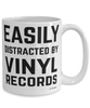 Funny Vinyl Records Easily Distracted By Vinyl Records Coffee Cup 15oz White