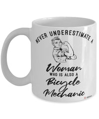 Bicycle Mechanic Mug Never Underestimate A Woman Who Is Also A Bicycle Mechanic Coffee Cup White
