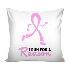 Breast Cancer Awareness Graphic Pillow Cover I Run For A Reason