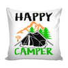 Camping Graphic Pillow Cover Happy Camper