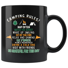 Camping Mug Camping Rules 11oz Black Coffee Mugs