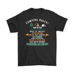 Camping Rules Shirt Camping Rules Nap Often Watch Sunset Gildan Mens T-Shirt