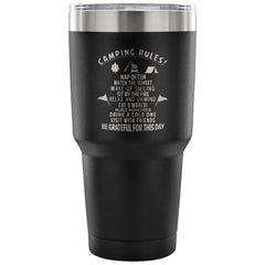 Camping Rules Travel Mug Unwind Eat S'mores 30 oz Stainless Steel Tumbler