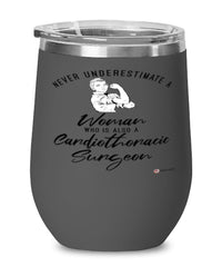 Cardiothoracic Surgeon Wine Glass Never Underestimate A Woman Who Is Also A Cardiothoracic Surgeon 12oz Stainless Steel Black