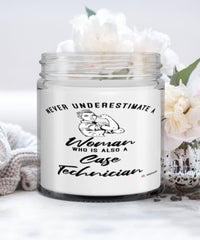 Case Technician Candle Never Underestimate A Woman Who Is Also A Case Tech 9oz Vanilla Scented Candles Soy Wax