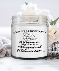 Chemical Technician Candle Never Underestimate A Woman Who Is Also A Chemical Tech 9oz Vanilla Scented Candles Soy Wax