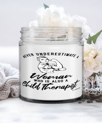 Child Therapist Candle Never Underestimate A Woman Who Is Also A Child Therapist 9oz Vanilla Scented Candles Soy Wax