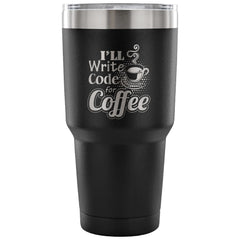 Coder Insulated Travel Mug Write Code For Coffee 30 oz Stainless Steel Tumbler