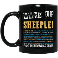 Conspiracy Theory Mug Wake Up Sheeple Fight The New World Order Coffee Cup 11oz Black BM11OZ