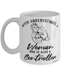 Controller Mug Never Underestimate A Woman Who Is Also A Controller Coffee Cup White