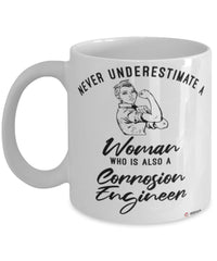 Corrosion Engineer Mug Never Underestimate A Woman Who Is Also A Corrosion Engineer Coffee Cup White