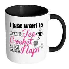 Crochet Mug I Just Want To Drink Tea Crochet And White 11oz Accent Coffee Mugs