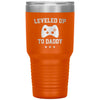 Cute Pregnancy Announcement For Gamer Father Leveled Up TO Daddy Laser Etched 30oz Stainless Steel Tumbler