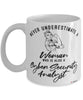 Cyber Security Analyst Mug Never Underestimate A Woman Who Is Also A Cyber Security Analyst Coffee Cup White