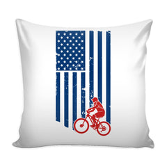 Cycling Cyclist Graphic Pillow Cover American Flag Mountain Bike