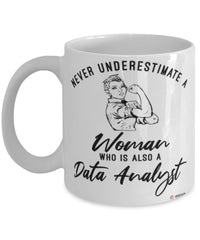 Data Analyst Mug Never Underestimate A Woman Who Is Also A Data Analyst Coffee Cup White