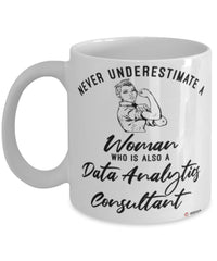 Data Analytics Consultant Mug Never Underestimate A Woman Who Is Also A Data Analytics Consultant Coffee Cup White