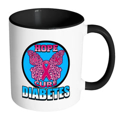 Diabetes Awareness Mug Hope Cure Diabetes White 11oz Accent Coffee Mugs