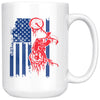 Distressed Biker Motorcycle American Flag Mug 15oz White Coffee Mugs