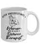 Divorce Therapist Mug Never Underestimate A Woman Who Is Also A Divorce Therapist Coffee Cup White