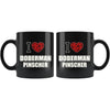 Doberman Dog Mug I Heart Doberman Pinscher 11oz Black Coffee Mugs