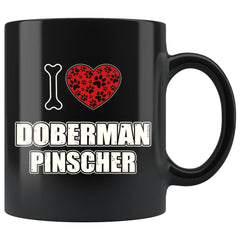 Doberman Dog Mug I Heart Doberman Pinscher 11oz Black Coffee Mugs