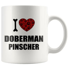 Doberman Dog Mug I Heart Doberman Pinscher 11oz White Coffee Mugs