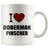 Doberman Dog Mug I Heart Doberman Pinscher 11oz White Coffee Mugs