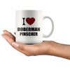 Doberman Dog Mug I Heart Doberman Pinscher 11oz White Coffee Mugs