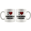 Doberman Dog Mug I Heart Doberman Pinscher 11oz White Coffee Mugs