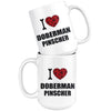 Doberman Dog Mug I Heart Doberman Pinscher 15oz White Coffee Mugs