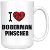 Doberman Dog Mug I Heart Doberman Pinscher 15oz White Coffee Mugs