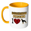 Doberman Dog Mug I Heart Doberman Pinscher White 11oz Accent Coffee Mugs