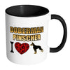 Doberman Dog Mug I Heart Doberman Pinscher White 11oz Accent Coffee Mugs