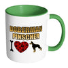 Doberman Dog Mug I Heart Doberman Pinscher White 11oz Accent Coffee Mugs