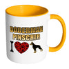 Doberman Dog Mug I Heart Doberman Pinscher White 11oz Accent Coffee Mugs