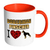 Doberman Dog Mug I Heart Doberman Pinscher White 11oz Accent Coffee Mugs